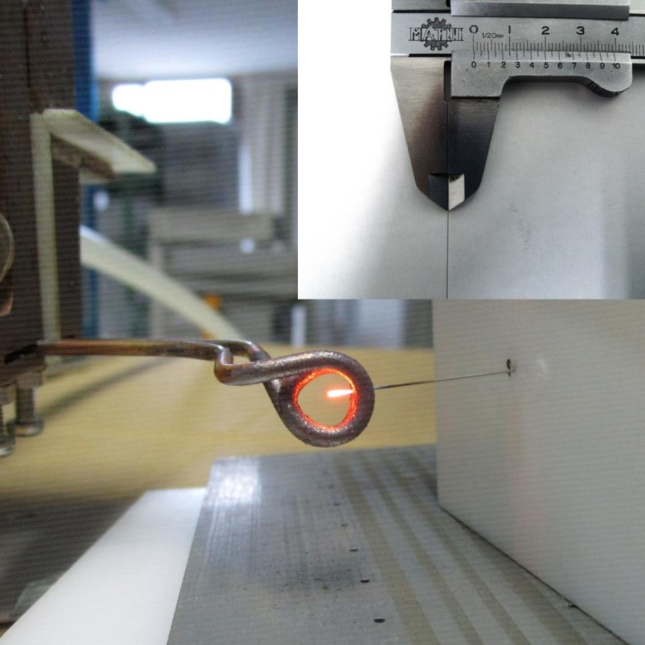 極小径鋼線の加熱実験
